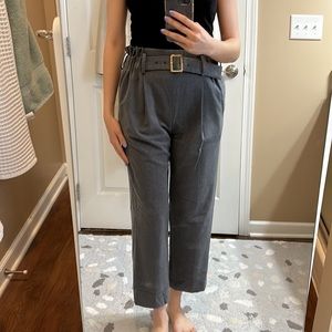 EUC DKNY tailored ruched paperbag high rise elastic waist pants with belt